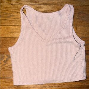 Pink Ribbed Knit Tank Top American Eagle